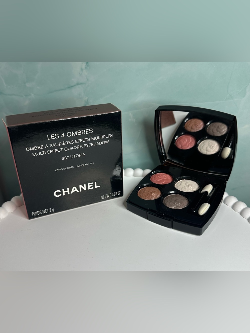 CHANEL LES 4 OMBRES 387 UTOPIA Camelia Futura Quadra Eyeshadow LIMITED EDITION